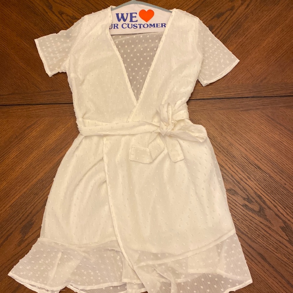 White wrap dress